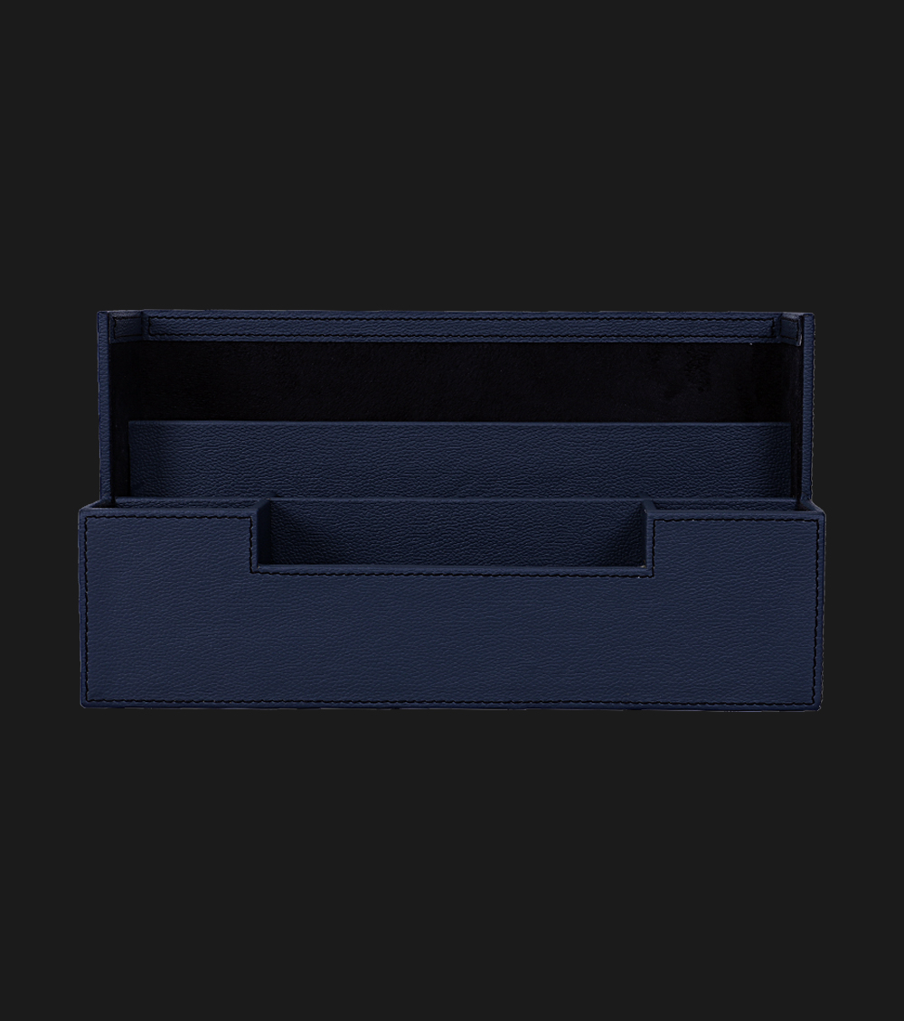 Blue Leatherette Desk Organizer