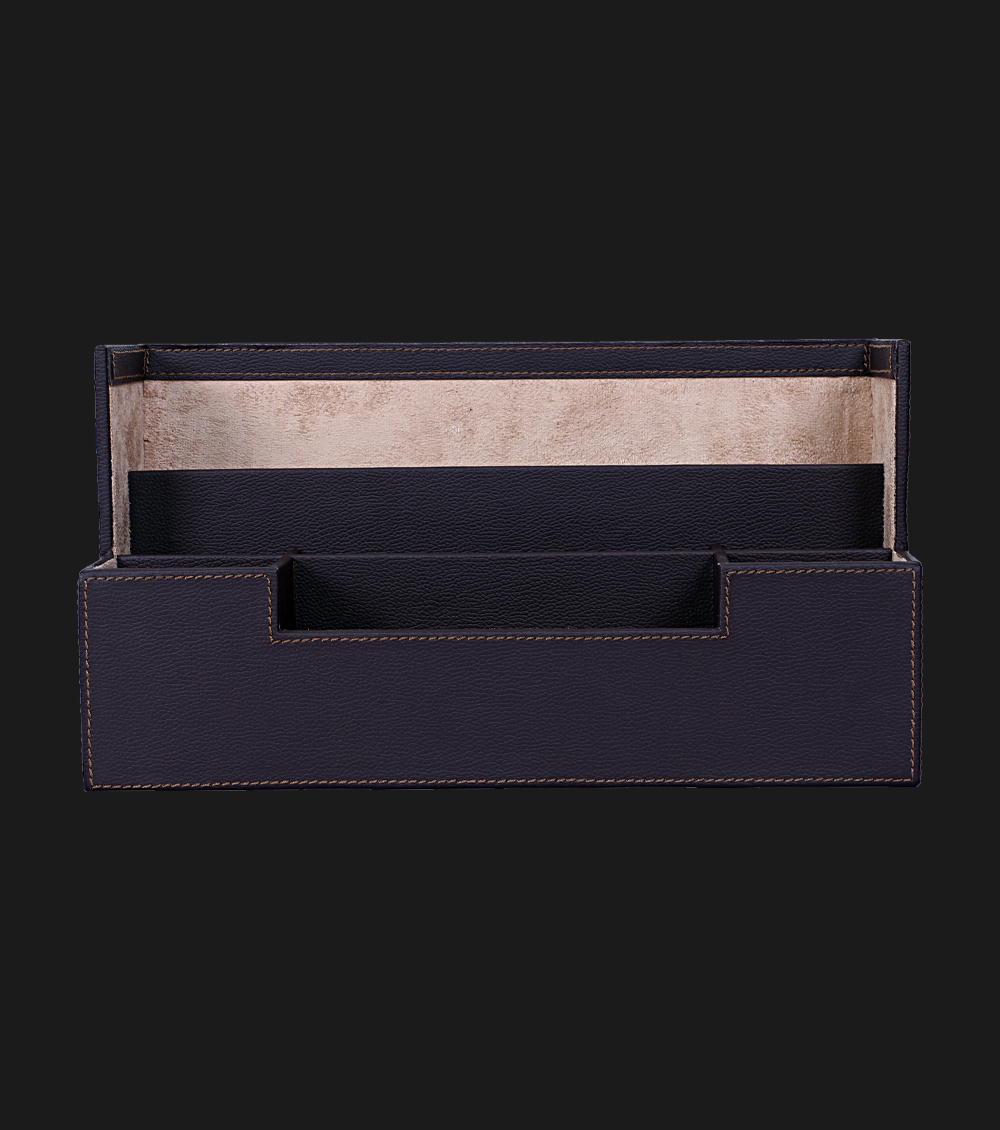 Brown Leatherette Desk Organizer