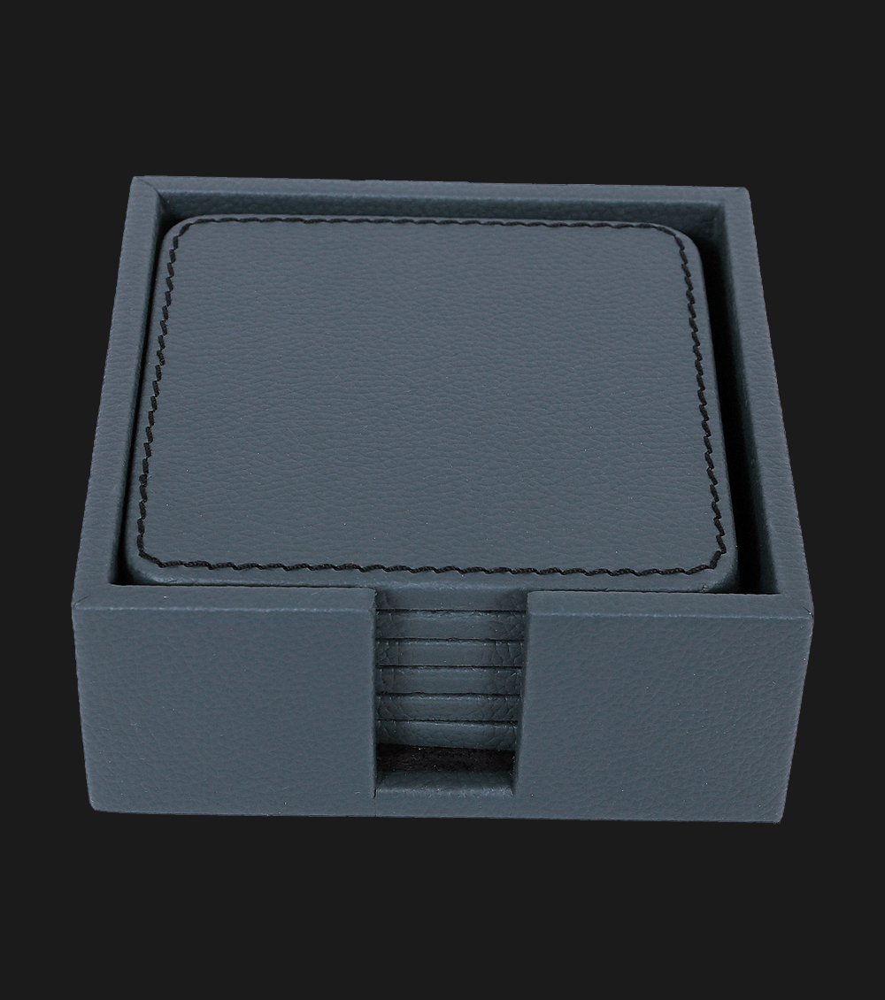 Grey Leatherette  Coaster