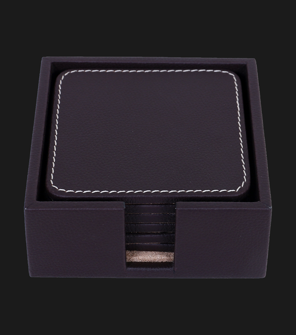 Brown Leatherette  Coaster