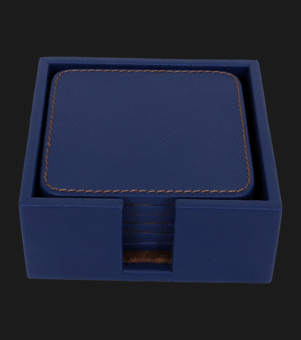 Blue Leatherette  Coaster
