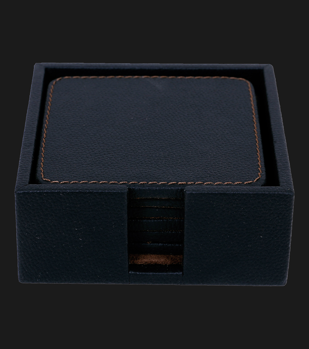 Black Leatherette  Coaster