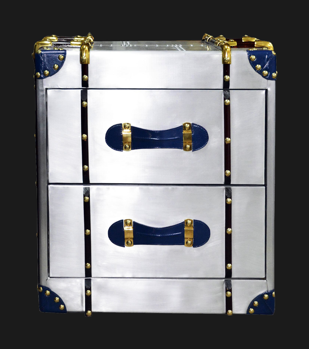 Aluminium 2 Drawer Bedside Table